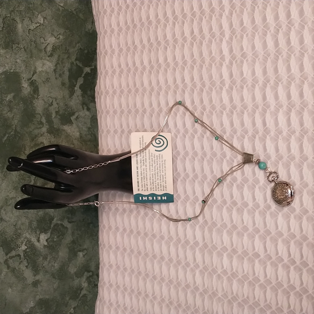 Carolyn Pollack HEISHI Liquid Ster. Silver w/ Turquoise & Quartz Pendant Watch - Picture 1 of 10